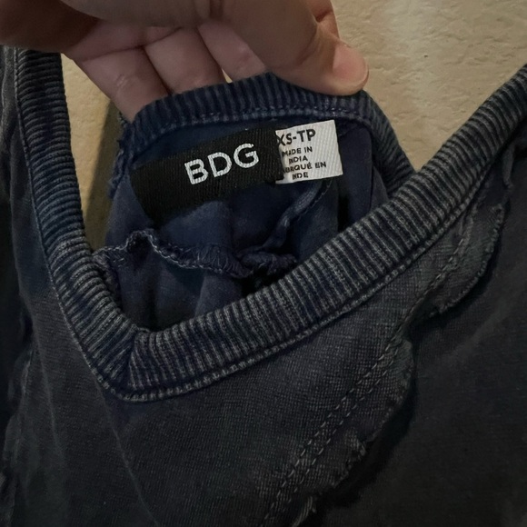 BDG Women Blue Cotton Scoop Neck Strappy Sleeve Classic Mini Denim Dress Size XS - Picture 5 of 9